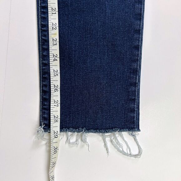 Gap Classic Straight Mid Rise Jeans Dark Blue Denim Raw Hem Cotton 14 Long Tall - Picture 5 of 12